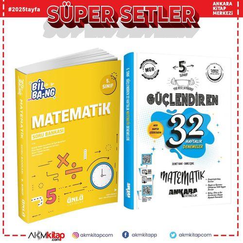 Ünlü Yayınları 5.Sınıf Bil Bang Matematik Soru Bankası ve Ankara Yayıncılık 32 Haftalık Deneme Seti 2 Kitap