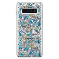 Samsung Galaxy S10 Kılıf Doodle Banyo Aksesuarları Arka Kapak Koruma Desenli Full Koruyucu