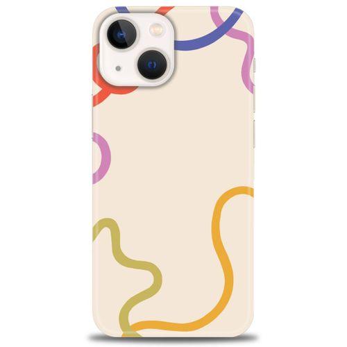 iPhone 14 Plus Kılıf HD Baskılı Kılıf - Renk Çizgileri + Tam Ekran Koruyucu