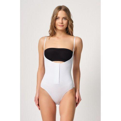 Beyaz Göğsü Açık Agraflı Body Korse