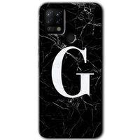 Tecno Pova HD Baskılı Kılıf + 9D Tam Ekran Koruyucu - Siyah Mermer Desenli G Harfi