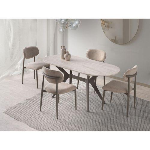 Star Polo Travertan Cappucino Mutfak Masa Sandalye Takımı 82x138