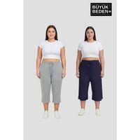 Büyük Beden Kadın İkili Set Kapri Şort Rahat Kalıp 3XL-6XL SPR26BSRK591+2