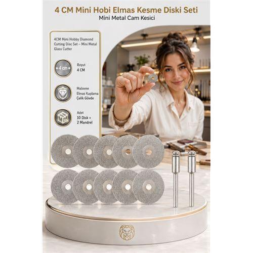 10 ADET 40 mm Elmas Kesici Disk Seti, Mini Cam Metal Ahşap Kesme Ucu 723234