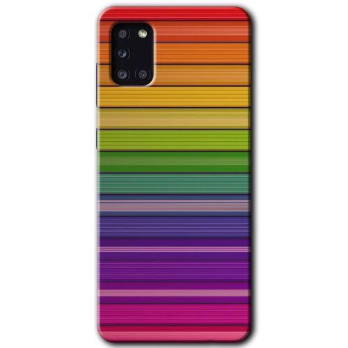 Potkal Hediye Fabrikası Samsung Galaxy A31 Kılıf HD Desen Baskılı Arka Kapak - Colorful Lines