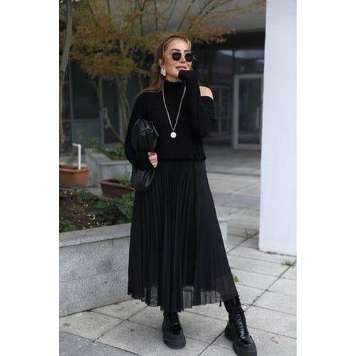 Kadın Triko Plise Ve Tül Detay Iki Parça Elbise