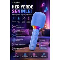Çocuk Ve Yetişkin Karaoke Mikrofonu Kablosuz Rgb Ambiyans Işığı Ses Değiştirme Modlu Hoparlör