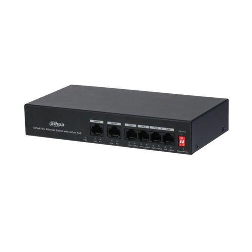 DAHUA PFS3006-4ET-36 4 PORT 10/100 + 2 PORT 10/100 UPLINK 36W POE METAL KASA SWITCH