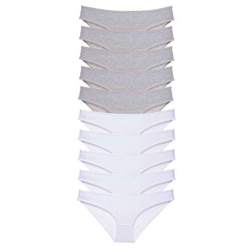 10 adet Süper Eko Set Likralı Kadın Slip Külot Gri Beyaz