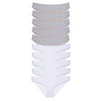 10 adet Süper Eko Set Likralı Kadın Slip Külot Gri Beyaz