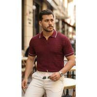 Erkek Zikzak Dokulu Yakalı Kısa Kollu Triko