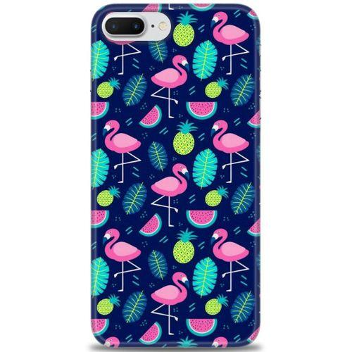 iPhone 7 Plus Kılıf HD Baskılı Kılıf - Flamingo Ananas + Tam Ekran Koruyucu