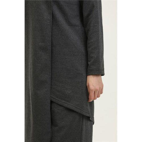 Kruvaze Bisiklet Yaka Sade Basic Tunik Panolon İkili Takım - 03076.017 - Antrasit