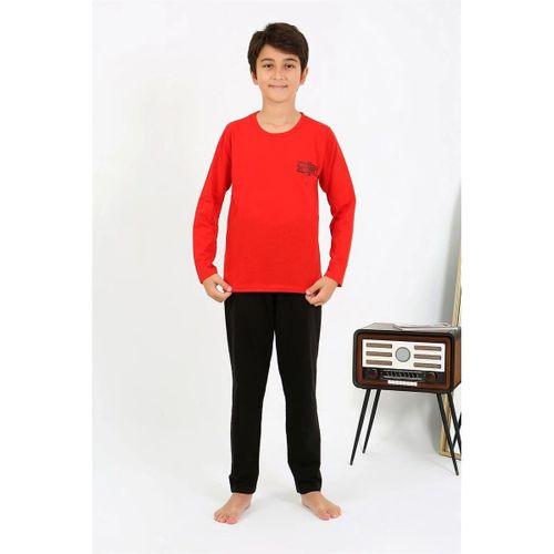 Erkek Çocuk Uzun Kol Penye Pijama Takım Kırmızı