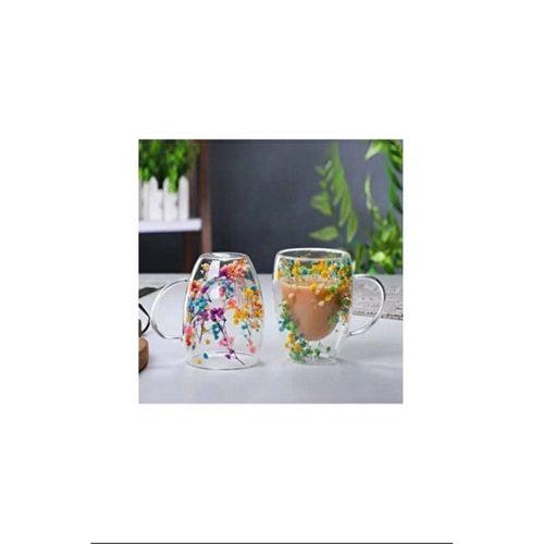 Organik Çiçekli Borosilikat Bardak 350 Ml. Royaleks-BRD-150 BH