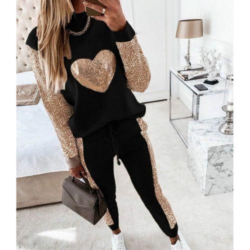 Kadın Uzun Kollu Yarım Balıkçı Yaka Pul Payet Detay Iki Iplik Ikili Takım