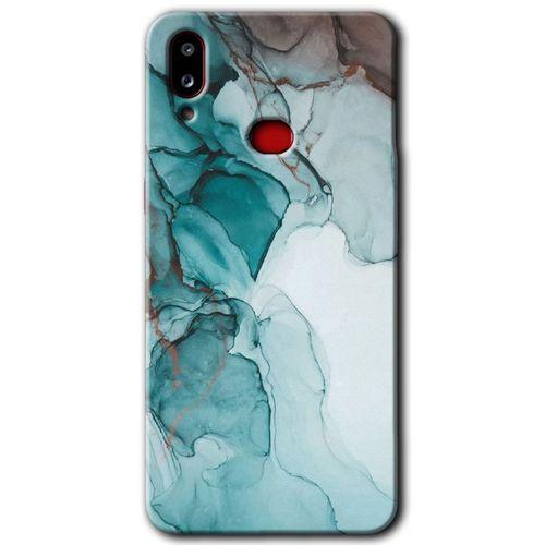 MRCİLETİSİM Samsung Galaxy A10s Kılıf HD Desen Baskılı Arka Kapak + Temperli Cam - Buzul Mermer