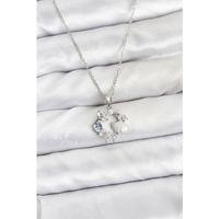 316L Çelik Zincir Gümüş Renk Deniz Tema Model Zirkon Taşlı Kadın Kolye