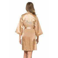 Gold Kısa Saten Bride Sabahlık