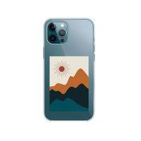 iPhone 12 Pro Mountain & Sun Desenli Premium Şeffaf Silikon Kılıf
