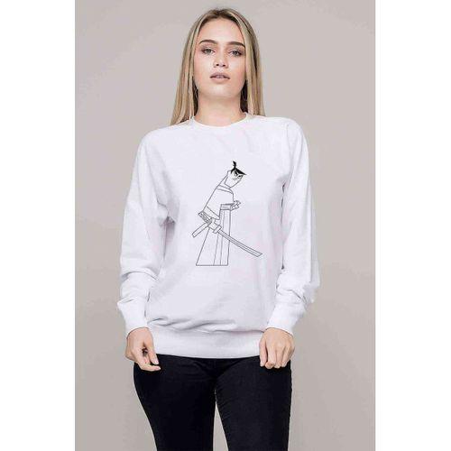 Samurai Jack Baskılı Beyaz Kadın Sweatshirt