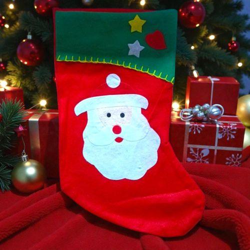 KIRMIZI NOEL ÇORABI NOEL BABA FİGÜRLÜ ÇORAP YILBAŞI SÜSLERİ YILBAŞI DEKORLARI 44 CM NOEL BABA ÇORABI