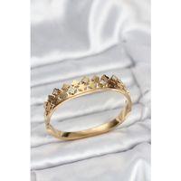 316L Çelik Gold Renk Minimal Yoncalı Kadın Kelepçe Bileklik