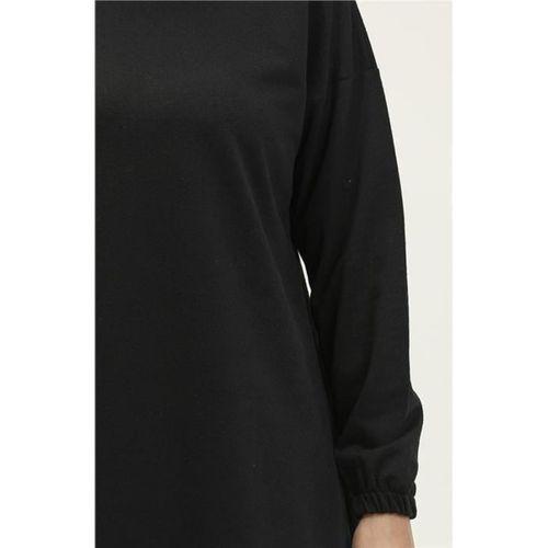 Yırtmaçlı Bisiklet Yaka Sade Basic Eşofman Spor İkili Takım - 03060.003 - Siyah