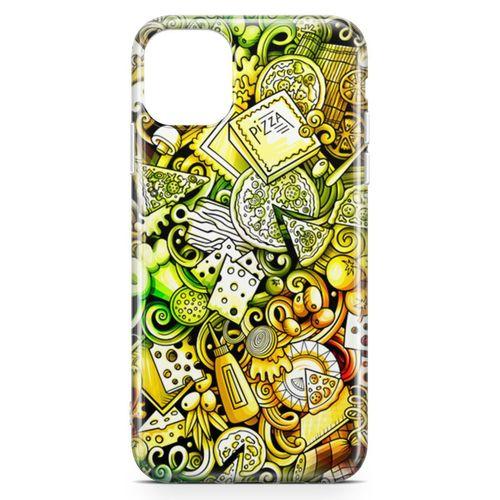 Apple iPhone 11 Kılıf Pizza Doodle Arka Kapak Koruma Desenli Full Koruyucu