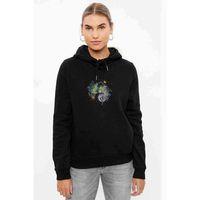 Cool Skull With Baskılı Siyah Kadın Kapşonlu Sweashirt