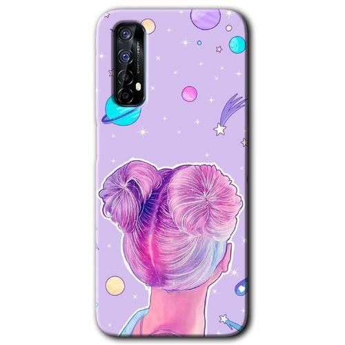 MRCİLETİSİM Realme 7 Kılıf HD Desen Baskılı Arka Kapak + Temperli Cam - Uzaylı Kız