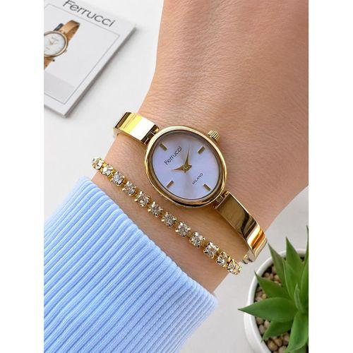 Ferrucci Küçük Vintage Kasa Çelik Kordon 2 Yıl Garantili 3 Atm Kadın Kol Saati+Bileklik BFC.03759.1