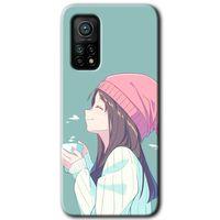 Xiaomi Mi 10T Kılıf Baskılı Kapak - Happy Girl + 5D Tam Kaplayan Cam
