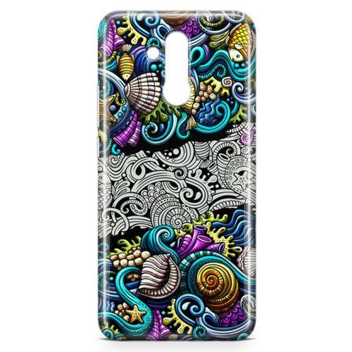 Huawei Mate 20 Lite Kılıf Deniz Mahsulleri Doodle Arka Kapak Koruma Desenli Full Koruyucu