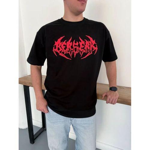 Erkek Baskılı T-Shirt Yazlık Kısa Kol Bisiklet Yaka Rahat Kalıp Tişört - Siyah