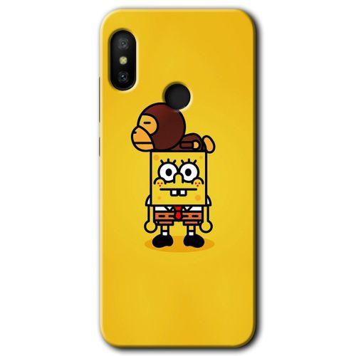Xiaomi Mi A2 Lite HD Baskılı Kılıf + 9D Tam Ekran Koruyucu - Sünger Bob