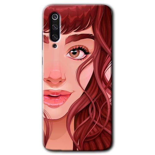 MRCİLETİSİM Xiaomi Mi 9 SE Kılıf HD Desen Baskılı Arka Kapak+Temperli Cam - Kızıl Kız