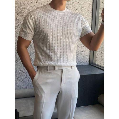 Erkek Kısa Kollu Bisiklet Yaka Triko Tişört