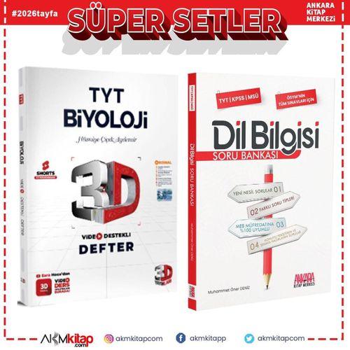 3D Yayınları TYT Biyoloji Video Destekli Defter ve AKM Dil Bilgisi Soru Bankası Seti 2 Kitap
