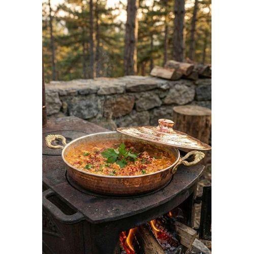 Turna Bakır Emirgan Tava 2 No 16 Cm El Dövme Kırmızı Turna7598-1