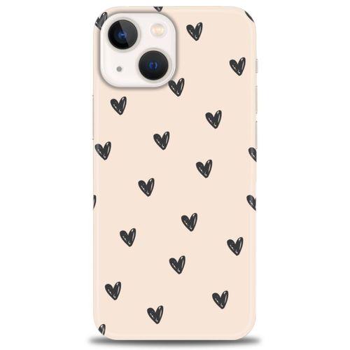 iPhone 14 Kılıf HD Baskılı Kılıf - Minik Kalpler + Tam Ekran Koruyucu