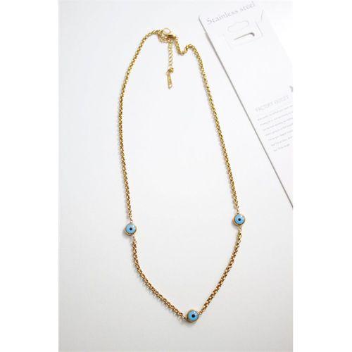 Nazar Boncuk Çelik Kolye - Altın