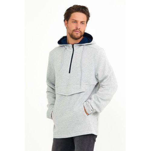 Erkek Kapşonlu Regular Fit Yarım Ferm.Kargo Cepli İnce Sweatshirt SPR22SW171