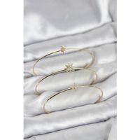 Zirkon Taşlı Kutup Yıldızı Model Gold Renk 3'lü Kadın Bileklik Kombini