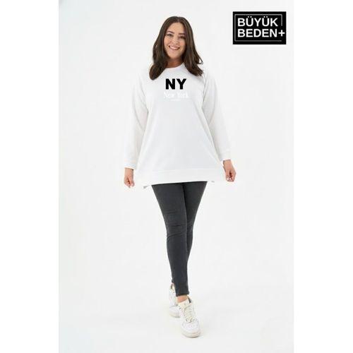 Kadın Tunik Büyük Beden NY NEWYORK Baskılı ince Sweatshırt SPR26BTK990-1