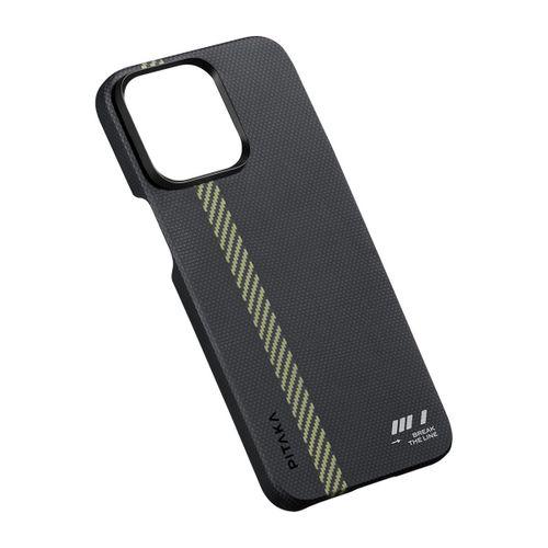 Apple iPhone 15 Pro Max Kılıf M-safe Şarj Özellikli Aramid Fiber Pitaka Tactile Woven Break The Line Kapak
