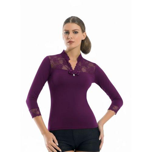 Geniş Dantelli Patlı Uzun Kollu Elestan Bluz 2176