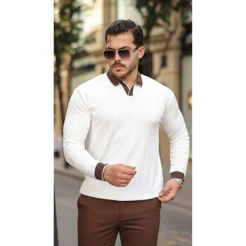 Erkek Renkli Yaka Manşet Uzun Kollu Triko