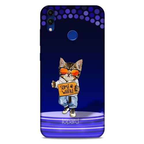 Huawei Honor 8C Kılıf FunnyMaX (42) Rugged Armor Kılıf Kedili Mor