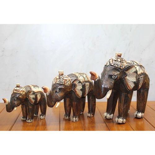 Ahşap 3'lü Fil Seti Okas:12